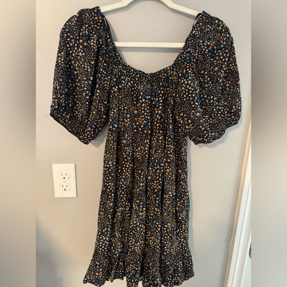 Wild Fable Black Floral Puff Sleeve Sundress - Picture 3 of 4